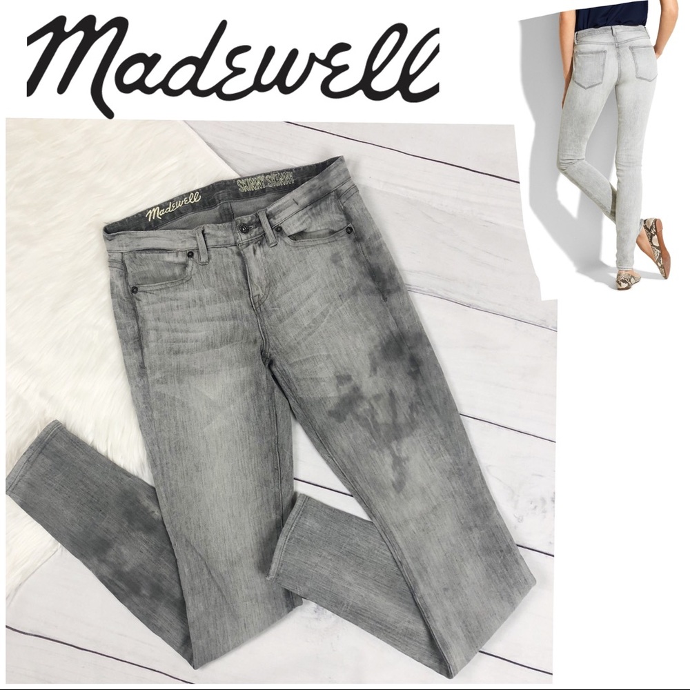 Madewell Skinny Gray Acid Wash Jeans Skinnies Grey